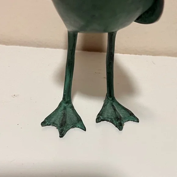 Vintage Pair Bronze Shorebird Figurines Green Verdigris Patina Coastal Decor MCM - Picture 4 of 9